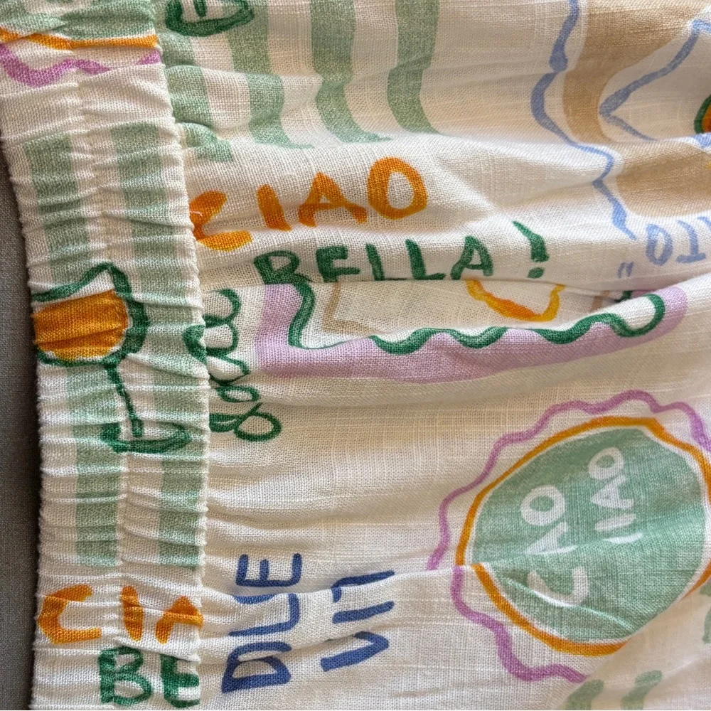 Paper Heart XL Patterned Lined Women’s White Shorts Button Closure Elastic Waist - Picture 5 of 5